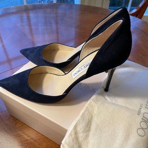Jimmy Choo Addison D-Orsay Navy Suede size 40 Pump